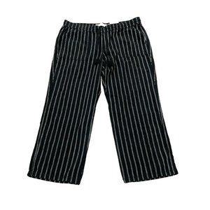 Sonoma Wide Leg Linen Pants Womens XL Black Striped Straight Leg NWT!